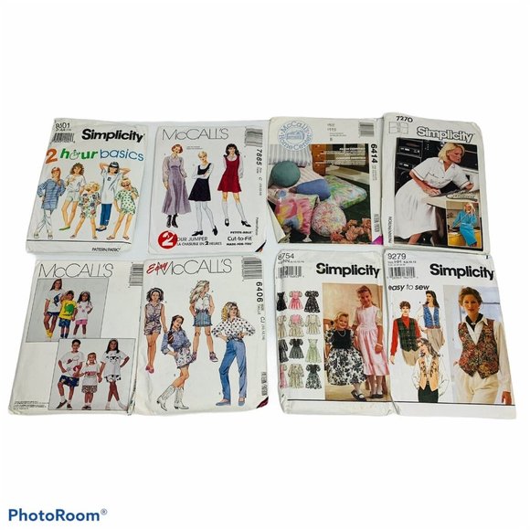 Lot Of 8 Vintage Sewing Patterns 1990s Simplicity McCall - Picture 1 of 7